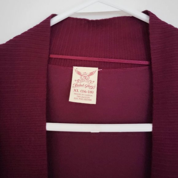 Faded Glory Purple Open Front Cardigan Long Sleeves Size XL (16-18) Worn Once - Picture 4 of 8
